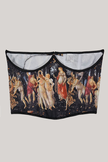 Stylish Black Corset Lace Up Top with Pattern